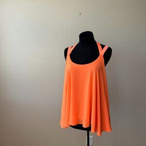 Rehab Women's Strap Halter Top Size Large Neon Orange Lightweight Flowing NWT